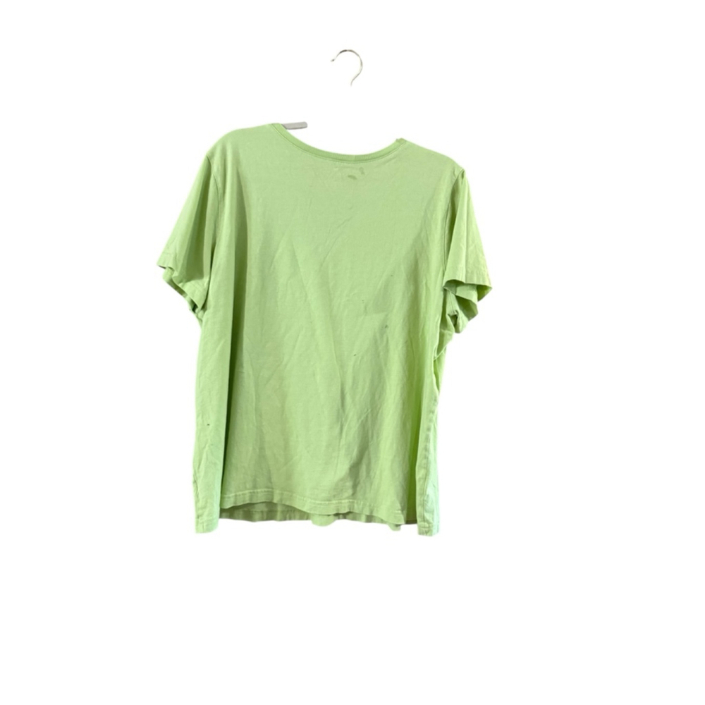 Woman Within Green Short Sleeve V Neck Tee 1X - Picture 8 of 9